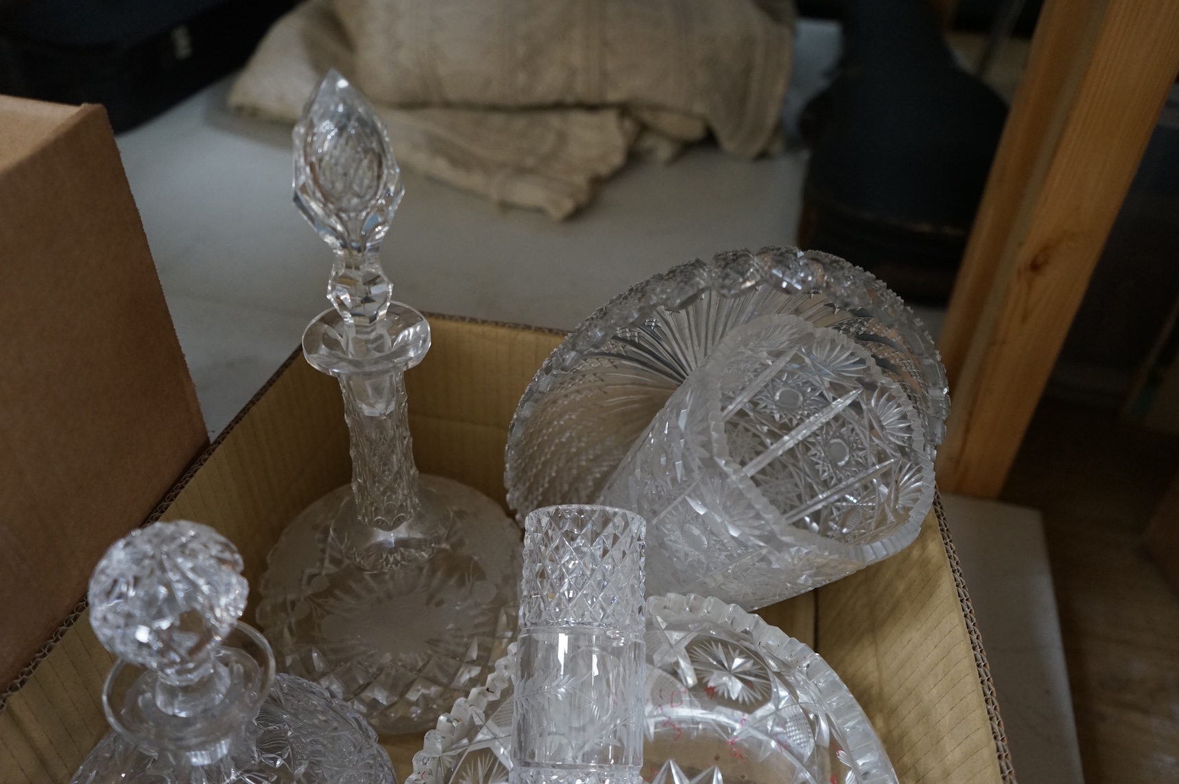 A quantity of deep cut crystal glassware